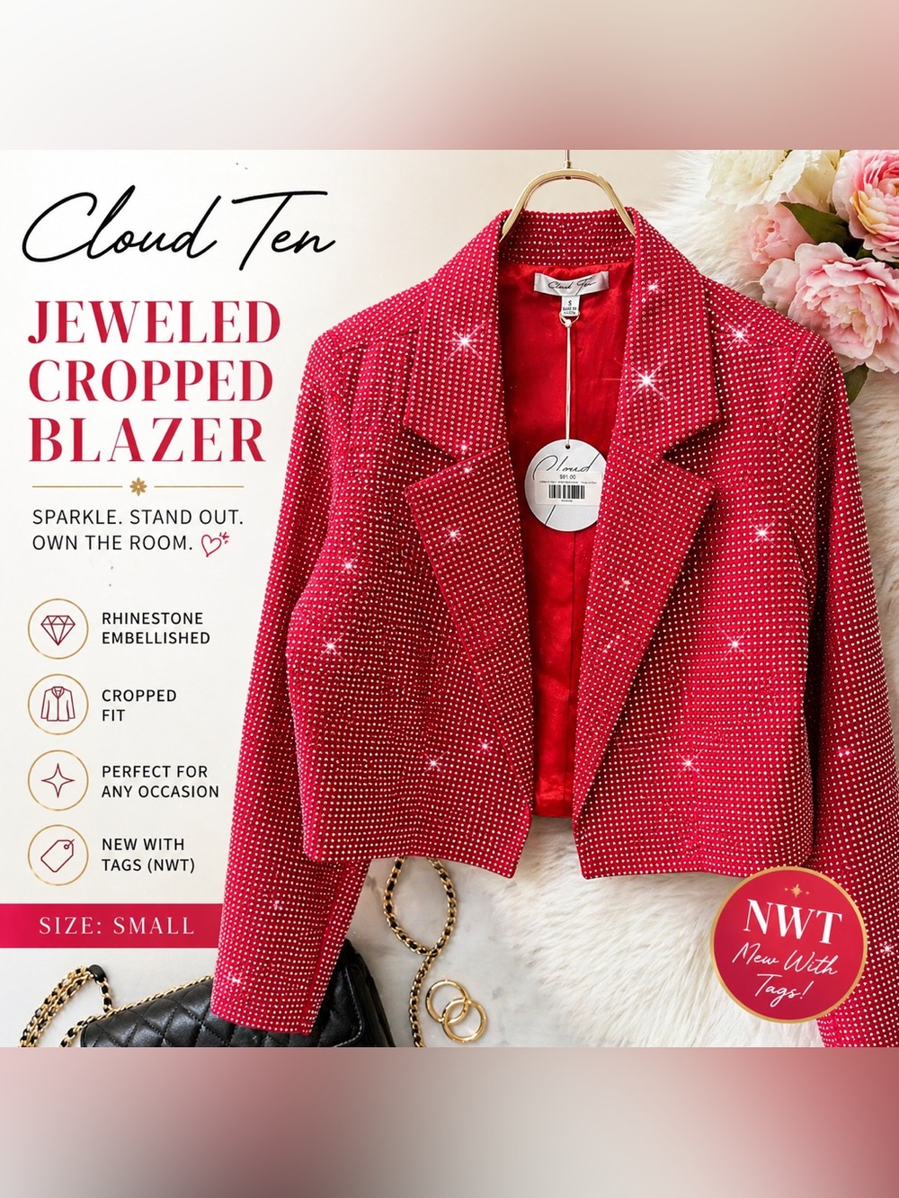 Cloud Ten Jeweled Cropped Blazer
